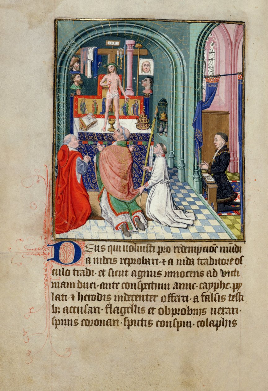 Ms 3-1954 fol.253v St. Gregory-messen fra en timebok, laget for Phillipe Le Hardi, hertugen av Burgund av French School