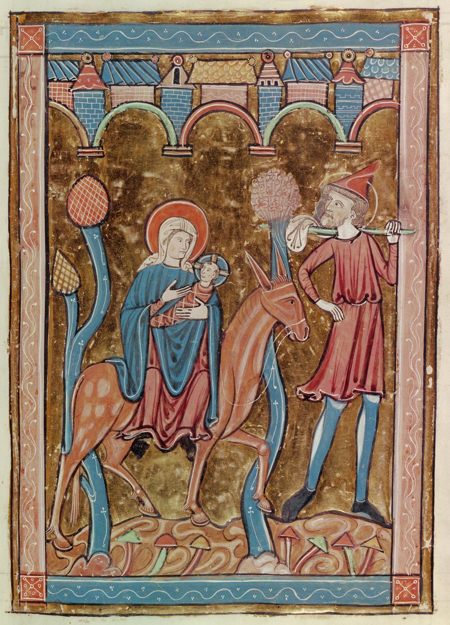 Ms 3016 fol.12 The Flight into Egypt, fra Psautier a l