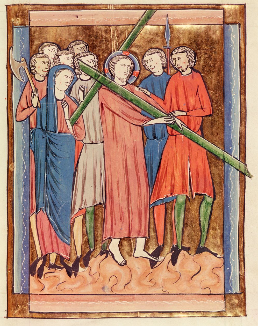 Ms 3016 fol.16 Kristus bærer korset, fra Psautier a l