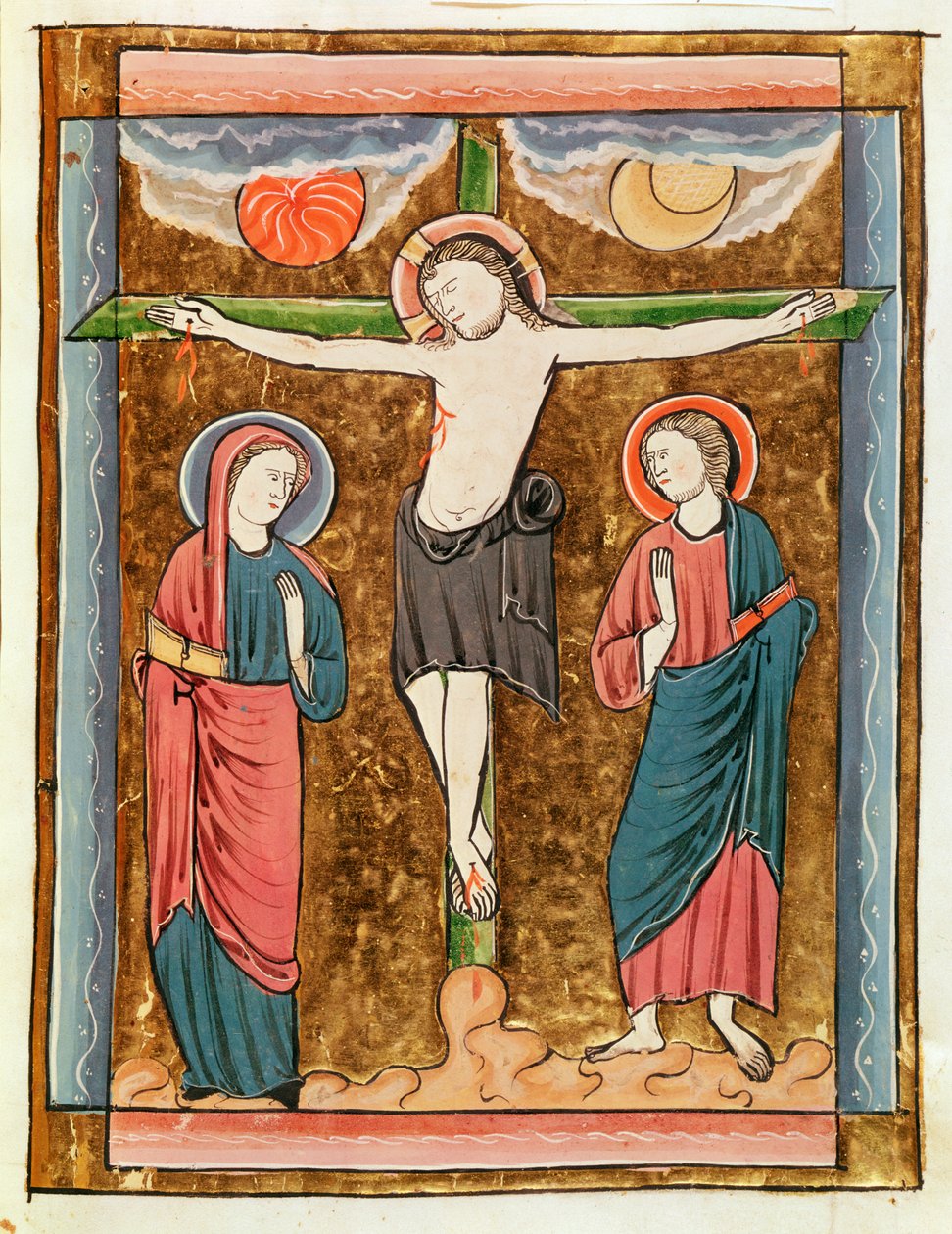 Ms 3016 fol.18r The Crucifixion, fra Psautier a l