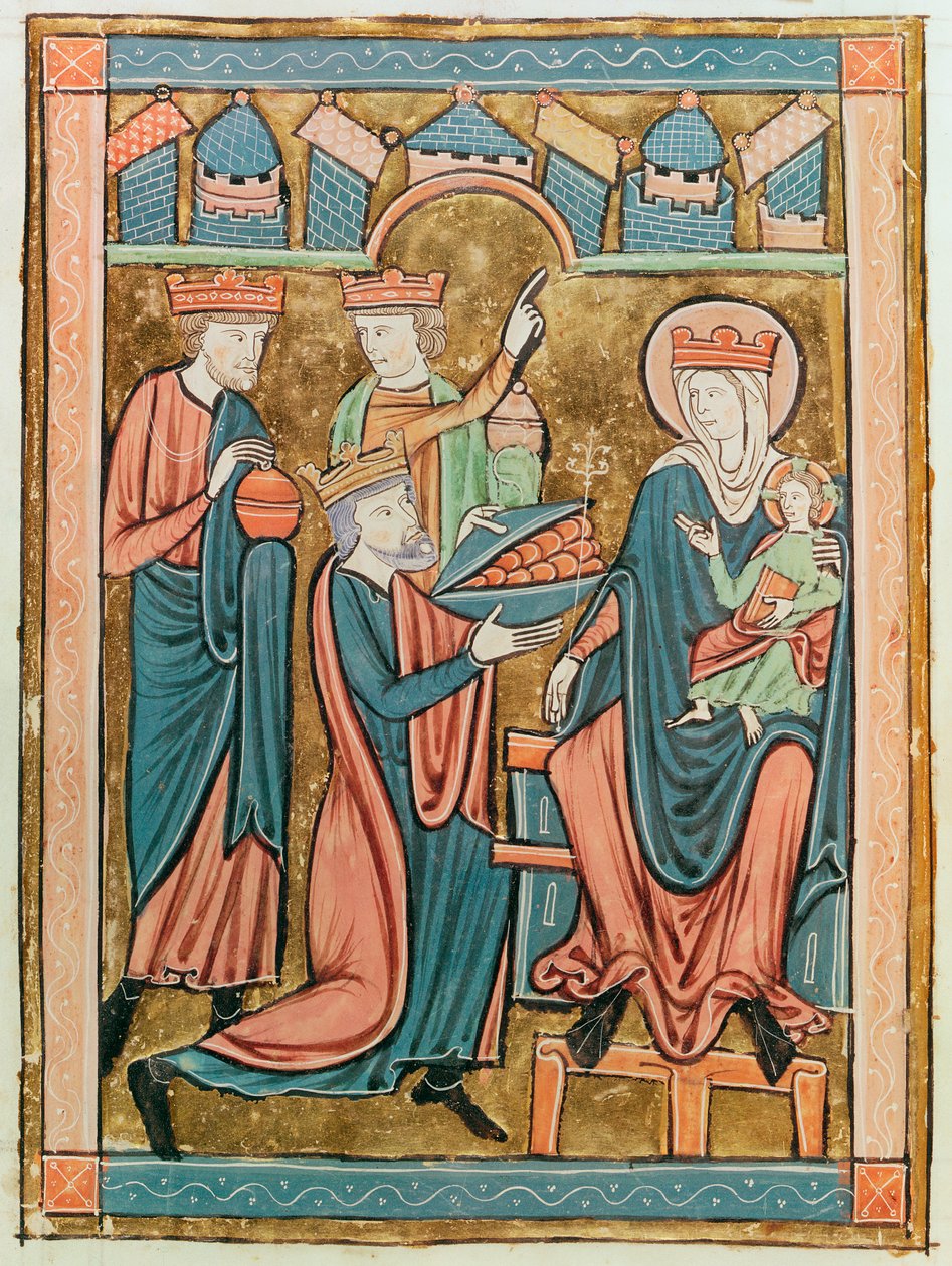 Ms 3016 fol.9v Adoration of the Magi, fra Psautier a l