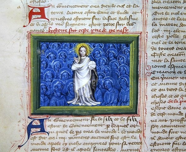 Ms 313 Gud omgitt av engler, fra Bible des Grands Augustins av French School