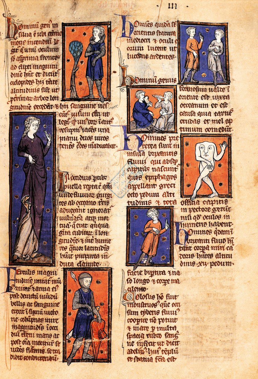Ms 320 Fol.46r Monsters, fra 'De Natura rerum' av Thomas van Cantimpre (1201-72) (vellum) av French School