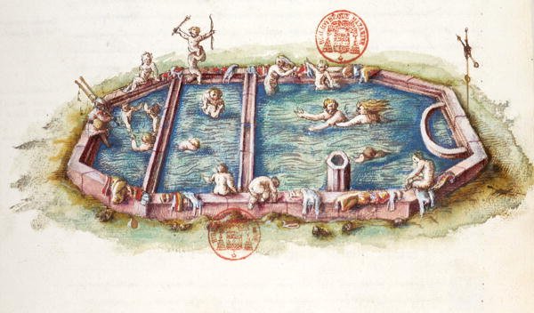 Ms 3243 The Baths of Nerys at Neris-les-Bains, illustrasjon fra 