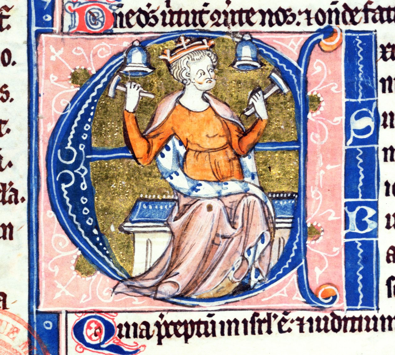 Ms 34 Historikert initial A fra en latinsk bibel av French School