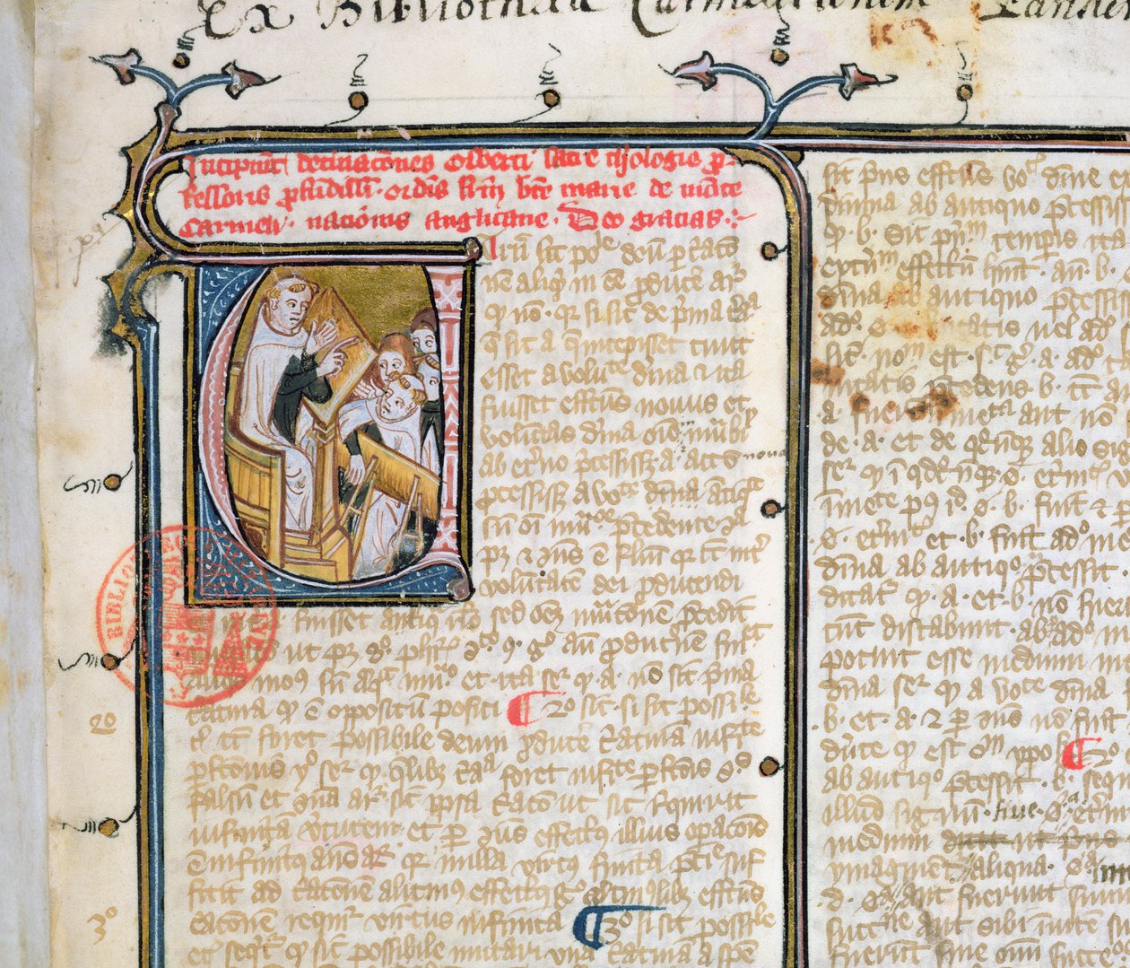 Ms 3519 fo.1 Karmelittprofessor underviser elevene sine av French School