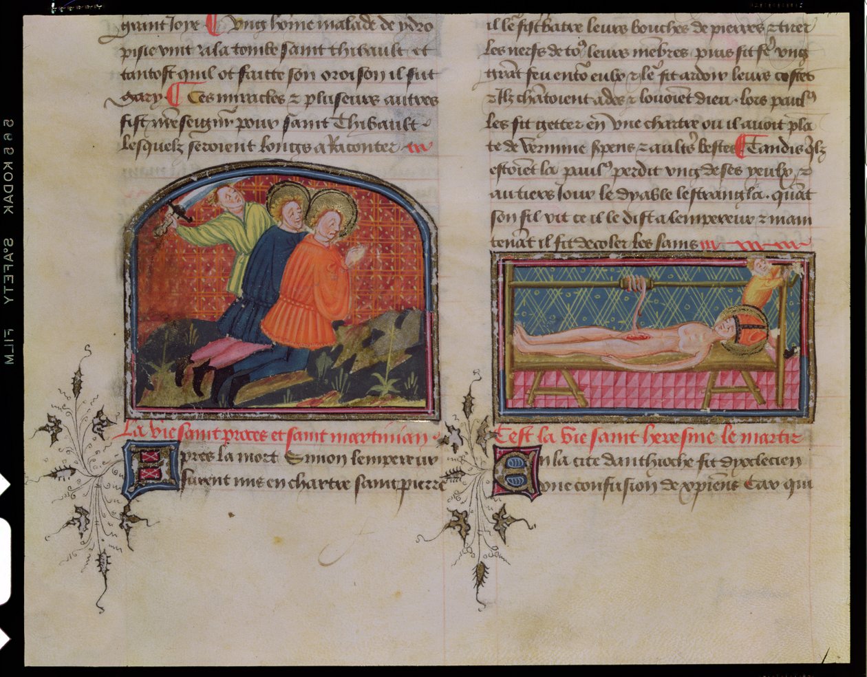 Ms 3682 Halshuggingen av St. Processus og St. Martinian og St. Erasmuss martyrium, fra Legenda Sanctorum Aurea av Jacques de Voragine av French School