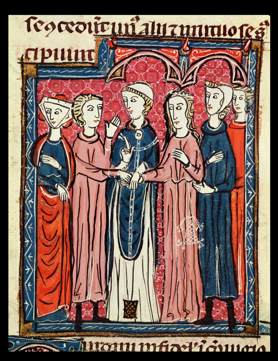 Ms 372 fol.153 Et ekteskap, fra Decrets de Gratien av French School