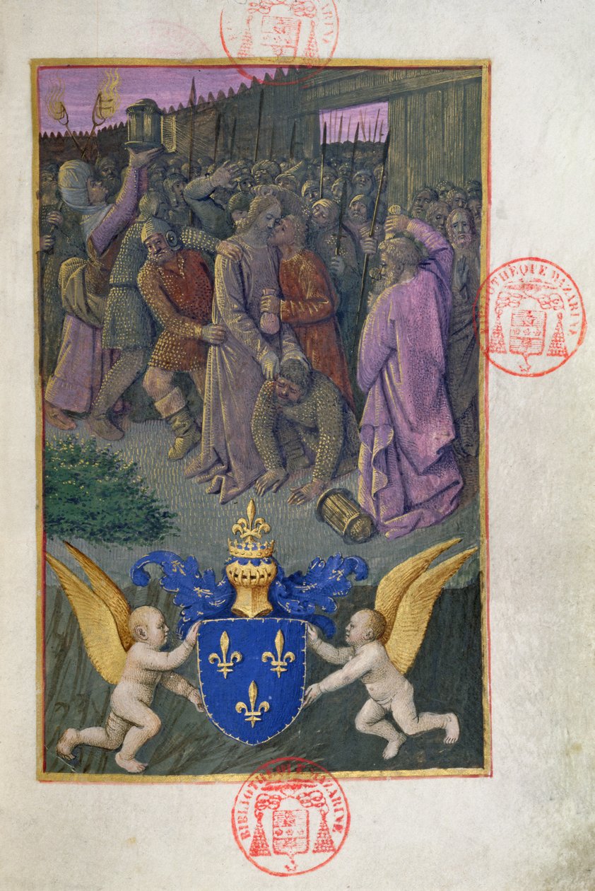 Ms 473 Judas kysser Kristus, miniatyr fra D