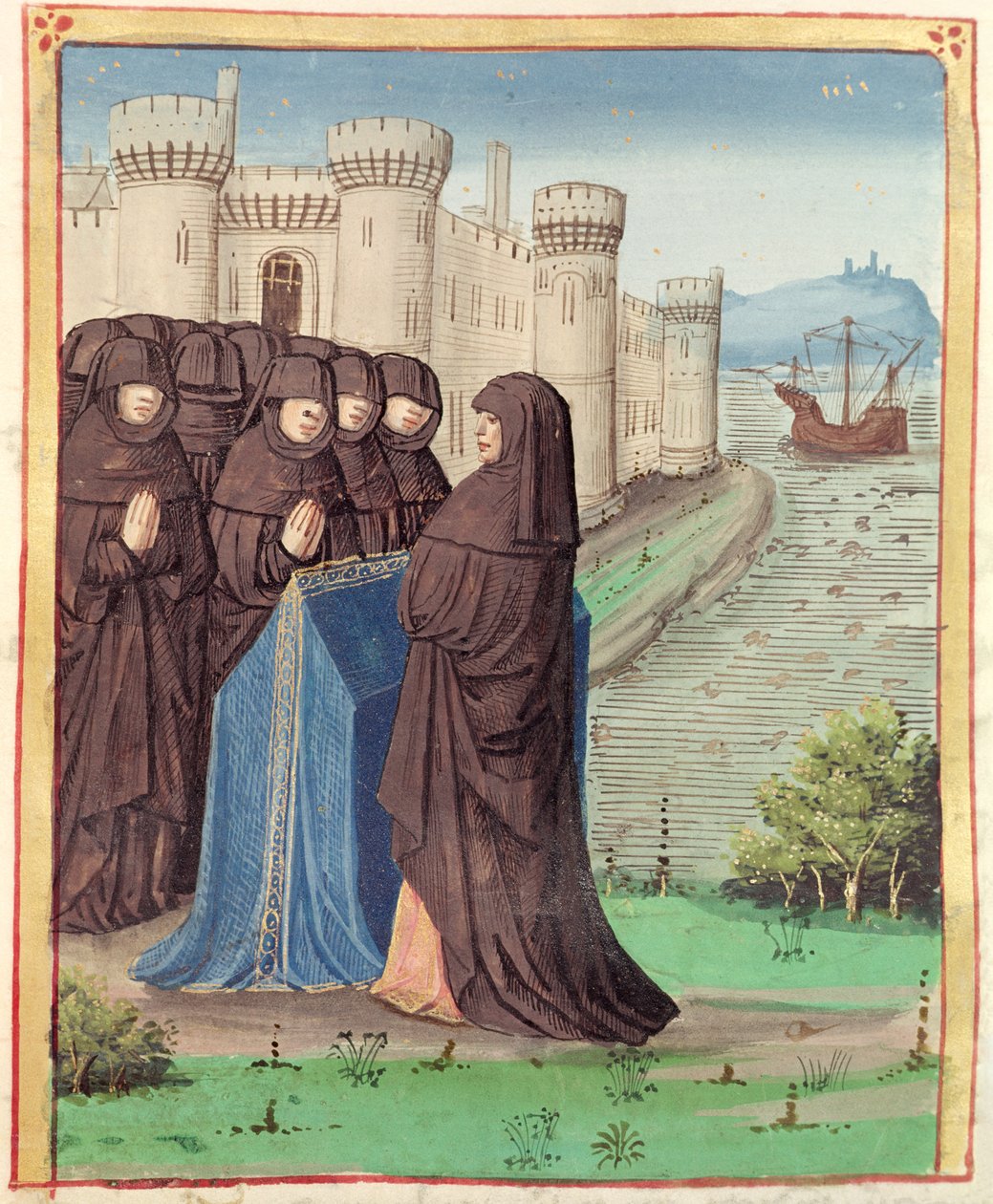 Ms 493 fol.142 Didos Funeral, fra Aeneiden av Virgil med kommentar av Servius, 1469 av French School