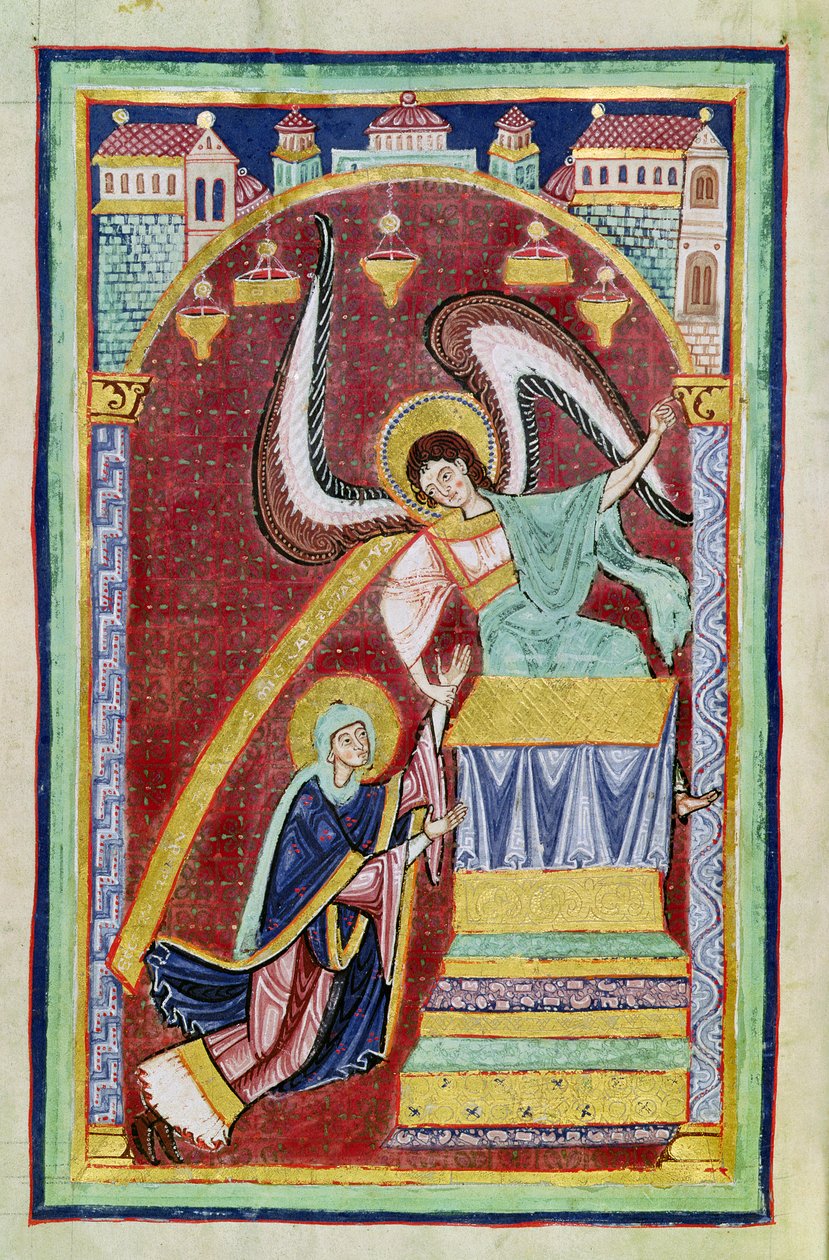 Ms 501 f.30v The Vision of St. Aldegondius, fra The Life and Miracles of St. Amand av French School