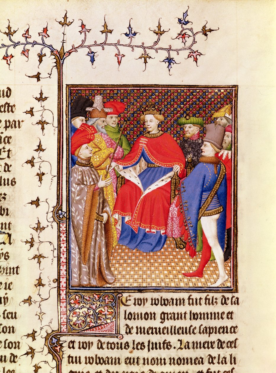 Ms 5193 Fol.52r Rosane svarer til utsendingene fra folket, fra Jean Sans Peur-utgaven av De Casibus virorum illustrarium av Giovanni Boccaccio (1313-75) ca. 1410 av French School
