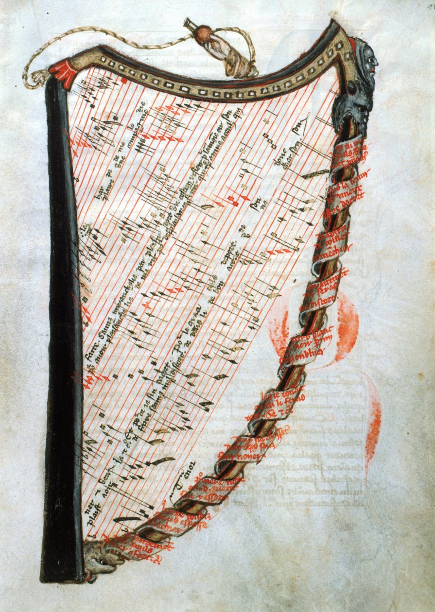 Ms 54.1 Harp, fra The Collection of Medieval Musical Treatises, 1470 av French School
