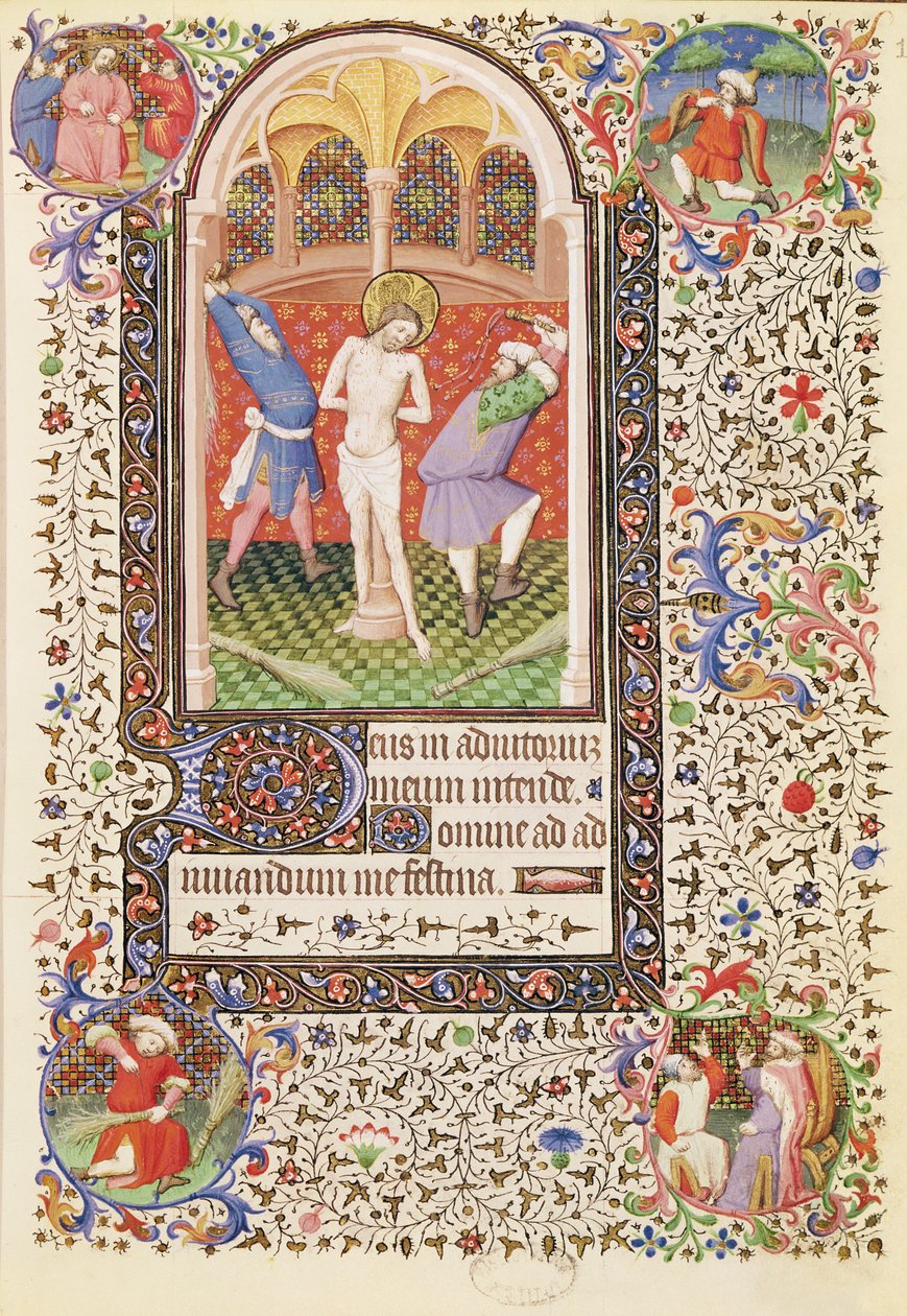 Ms 547 fol.13 Flagelering, fra en timebok brukt av en kvinne fra Poitiers av French School