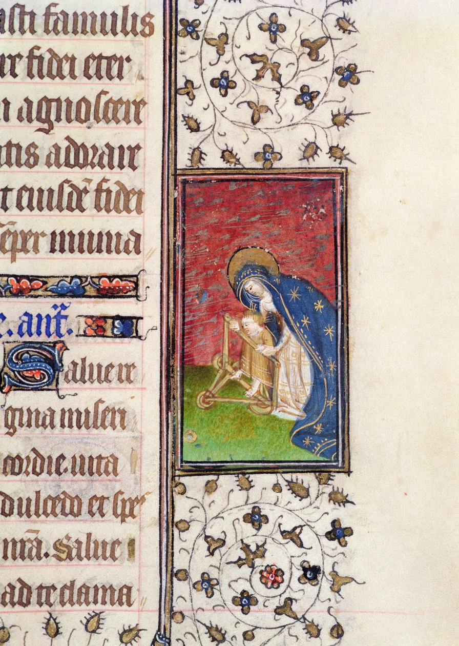 Ms 62, f.205r: Jomfru og barn, detalj fra en fransk timebok, ca. 1445-50 (vellum) av French School
