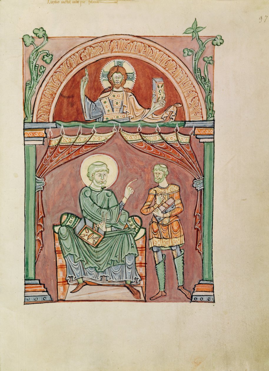 Ms. 72 fol. 97 Saint Augustine diskuterer med Felicianus av French School