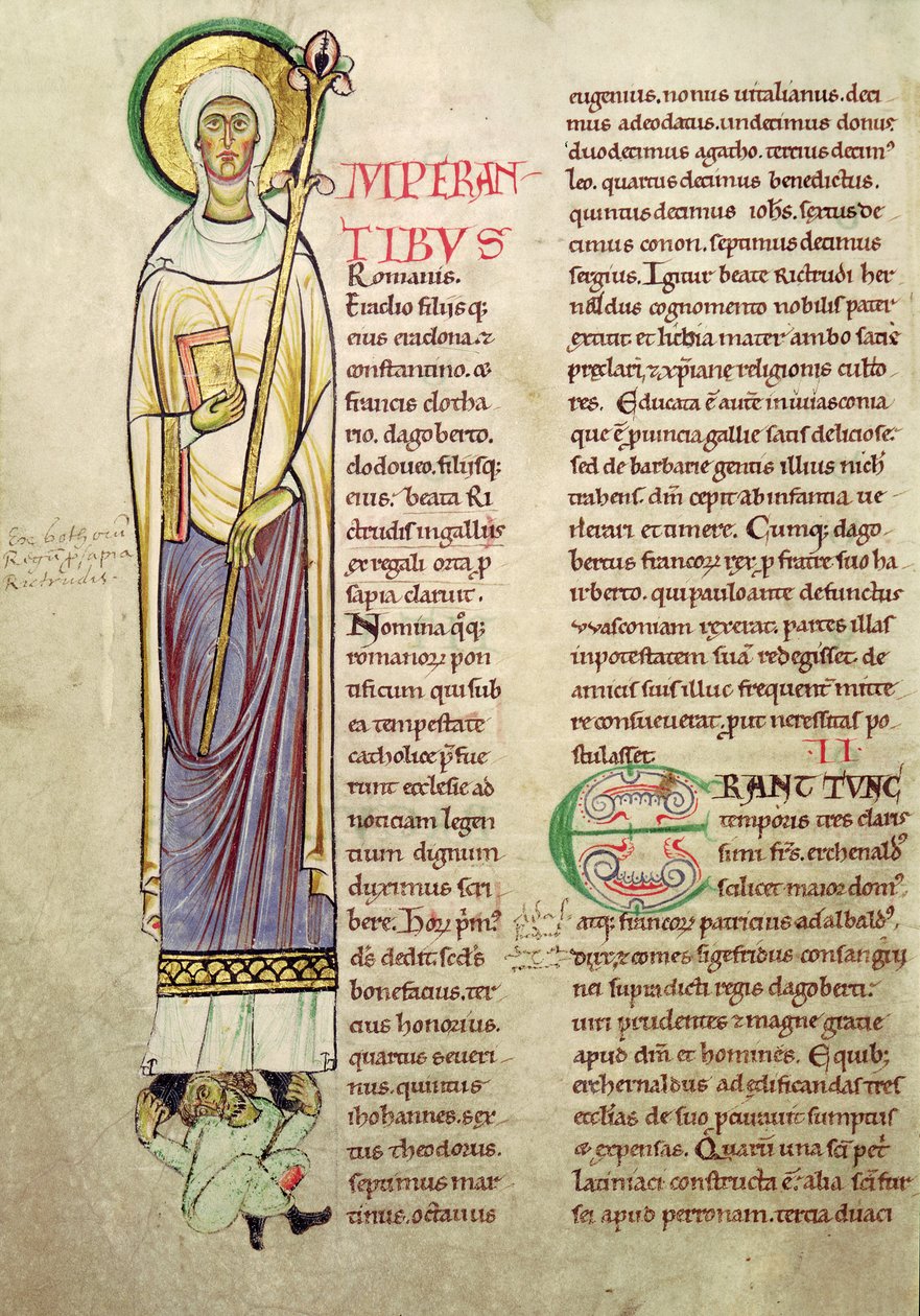 Ms 846 fol.137v Historikert initial I som viser St. Richrudius, fra Recueil de Vie des Saints av French School