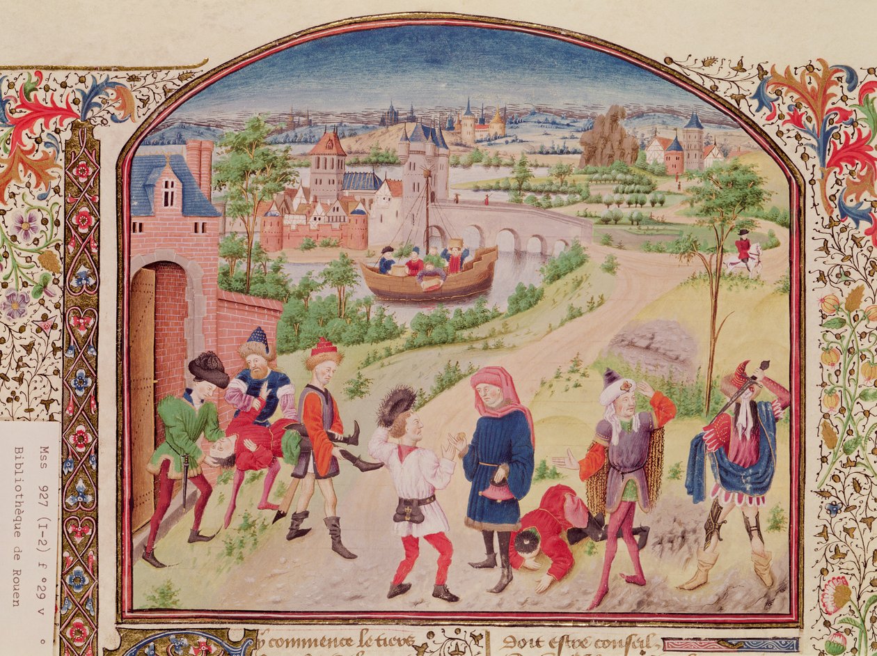Ms 927 Fol.29v Mot og feighet, fra etikk, politikk og økonomi av Aristoteles (384-322 f.Kr.) av French School