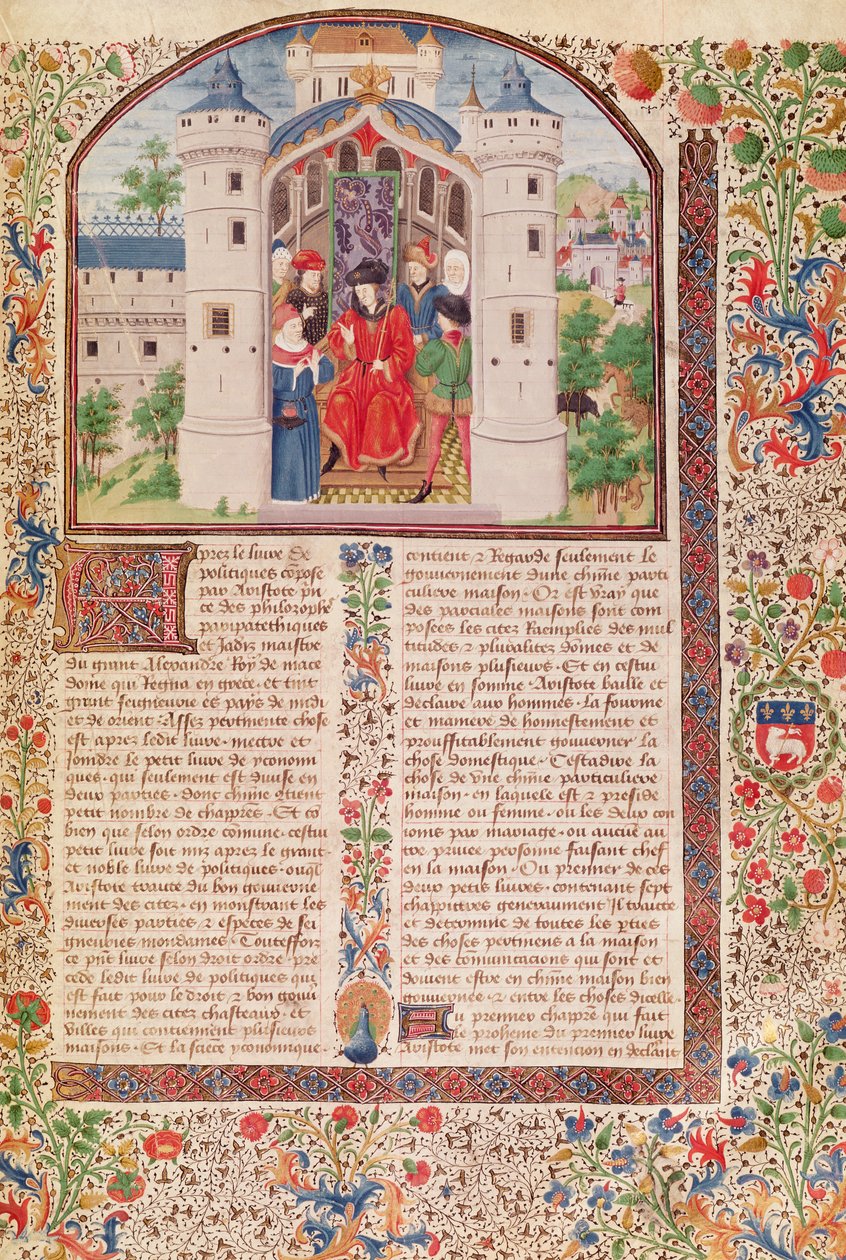 Ms 927 Fol.426 Presentation of The Economics, from Ethics, Politics and Economics av Aristoteles (384-322 f.Kr.) (for detaljer se også 165171) av French School