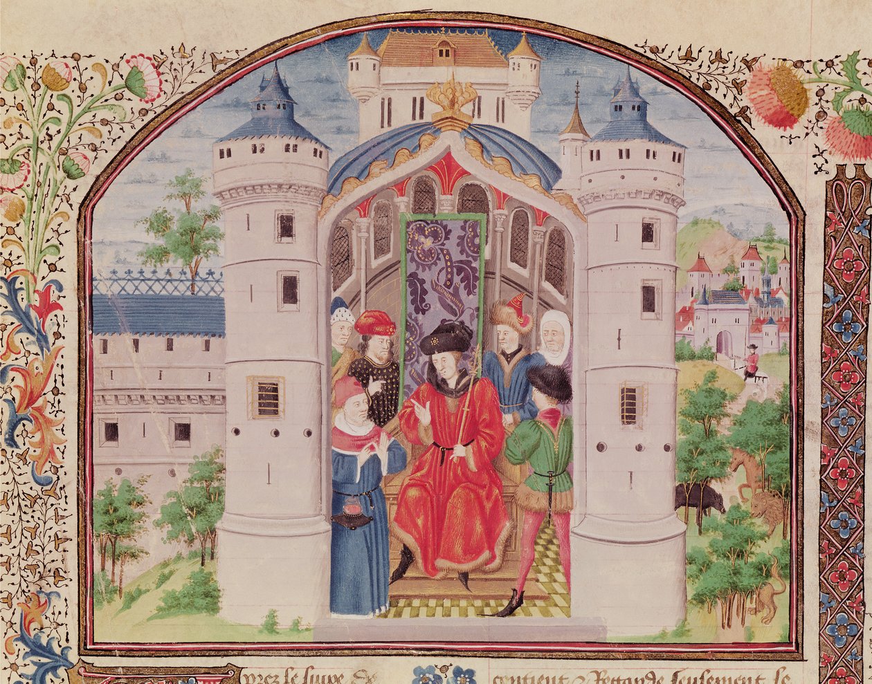 Ms 927 Fol.426 Presentation of The Economics, from Ethics, Politics and Economics av Aristoteles (384-322 f.Kr.) detalj (se også 165166) av French School