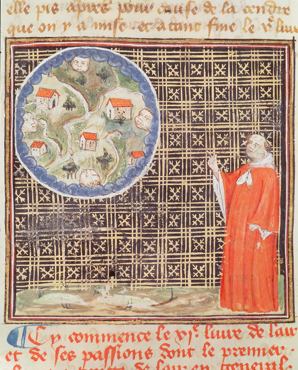 Ms 993 fol.142 Vannets og vindenes egenskaper, fra Le Livre des Proprietes des Choses av Jean Cordichon av French School