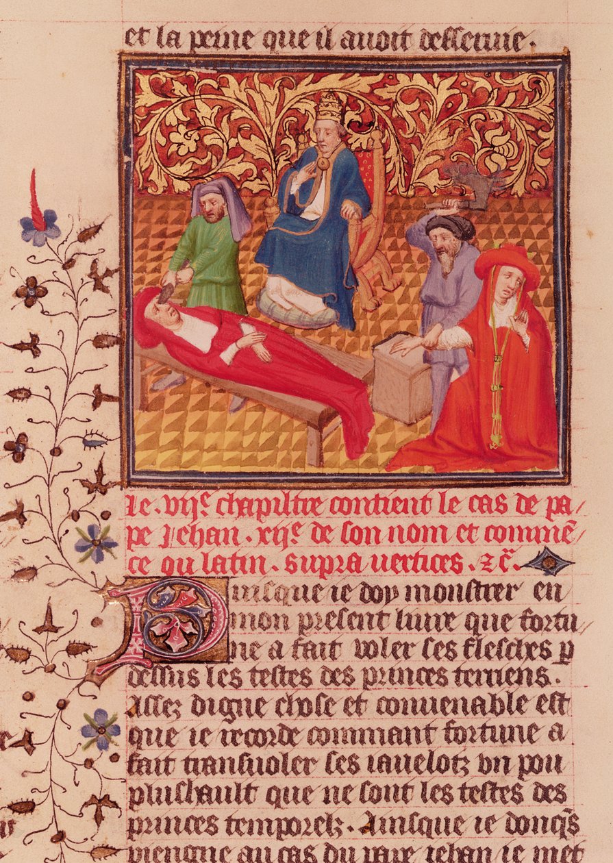 Fr.226 fol.253v. Pave Johannes XII straffer sine fiender etter at han kom tilbake til Roma i 964 av French School