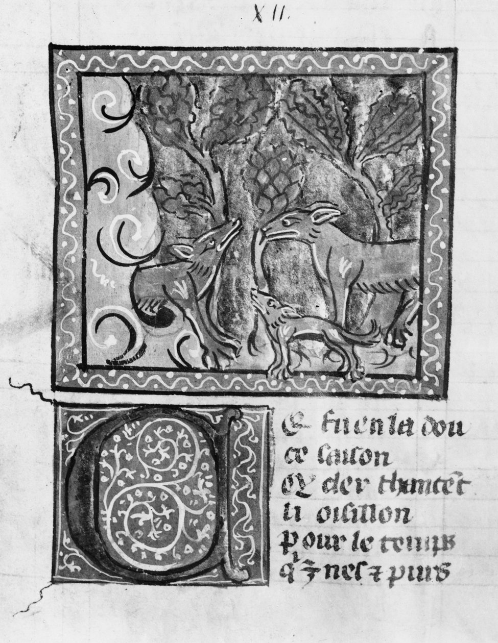 Fr 1580 Reven, ulven og hunden, fra Le Roman de Renart av French School