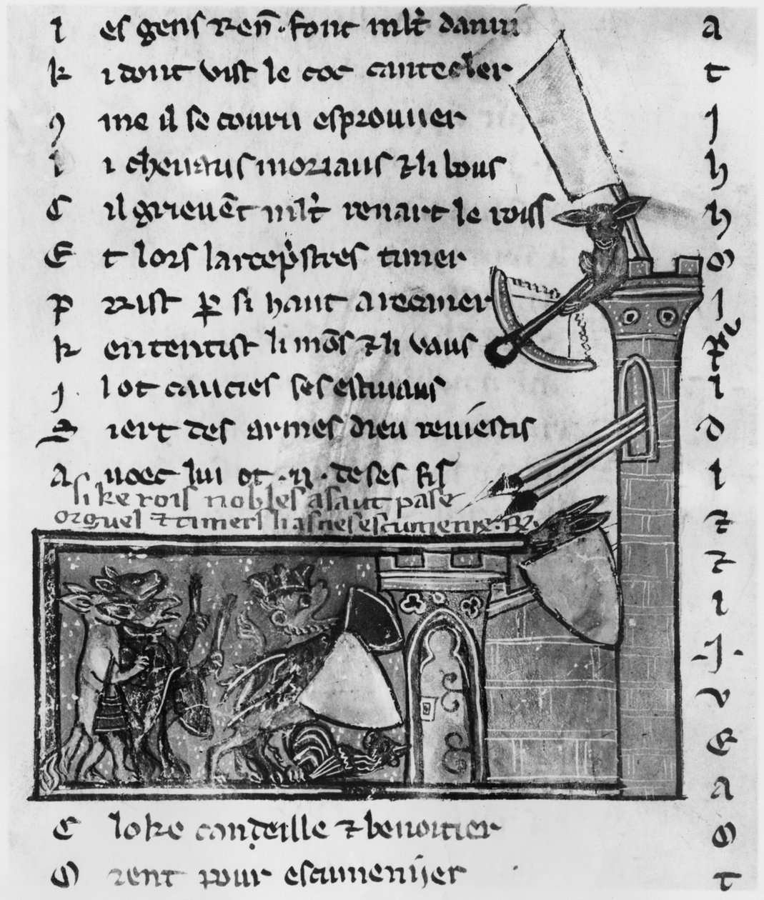 Fr 1580 eller 1581 Angrep på et slott, fra Roman de Renart av French School