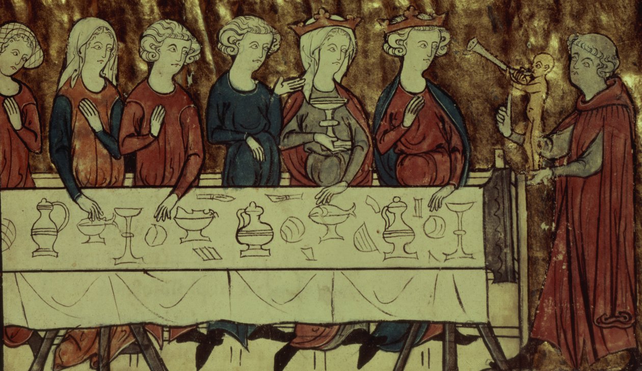 Fr. 1633 f.4 Bursdagsfesten til Nubien, konge av Armenia, fra Le Conte de Meliacin av Girardin dAmiens av French School