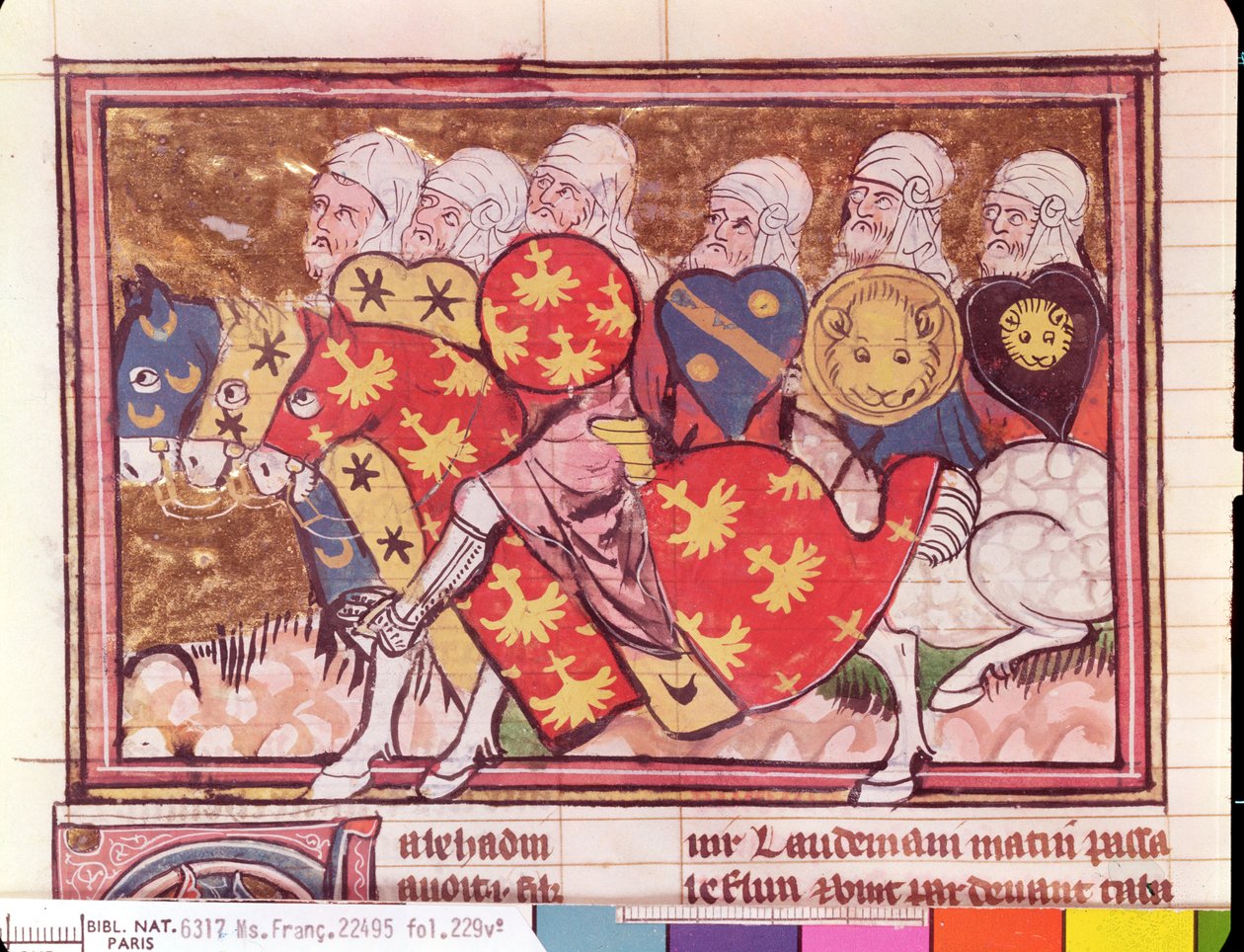 Ms Fr 22495 Fol.229 Saladins Army, fra Le Roman de Godefroi de Bouillon, 1337 av French School