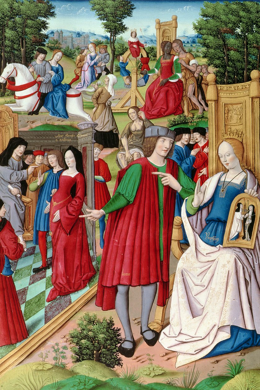 Fr 225 f.120 Ludvig XII (1462-1515) i samtale med Anne av Bretagne (1496-1533) illustrasjon fra Remedes de lune et lautre Fortune av Petrarch (1304-74) 1503 av French School