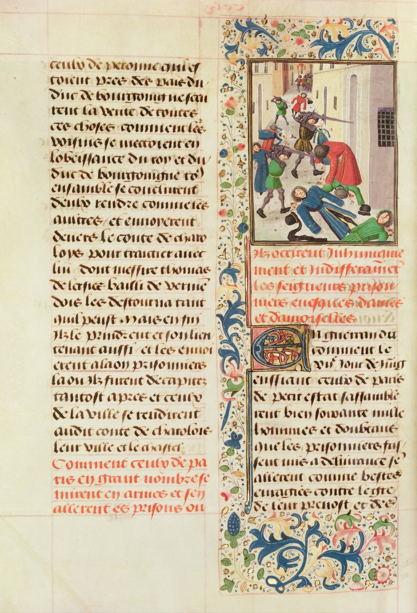 Fr 2680 fol.260v Pariserne dreper fangene i Laon av French School