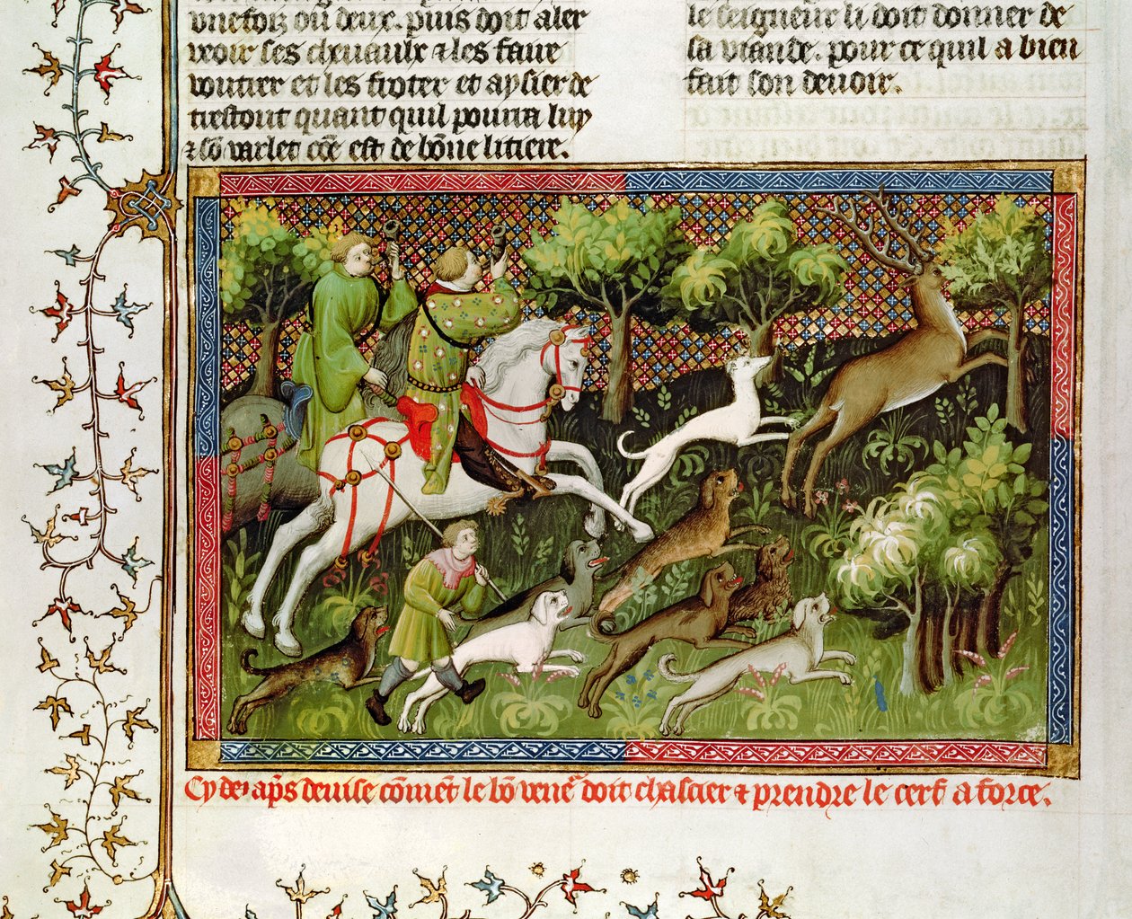 Fr 616 fol.77 Hjortejakt, fra jaktboken av Gaston Phebus de Foix (1331-91) av French School