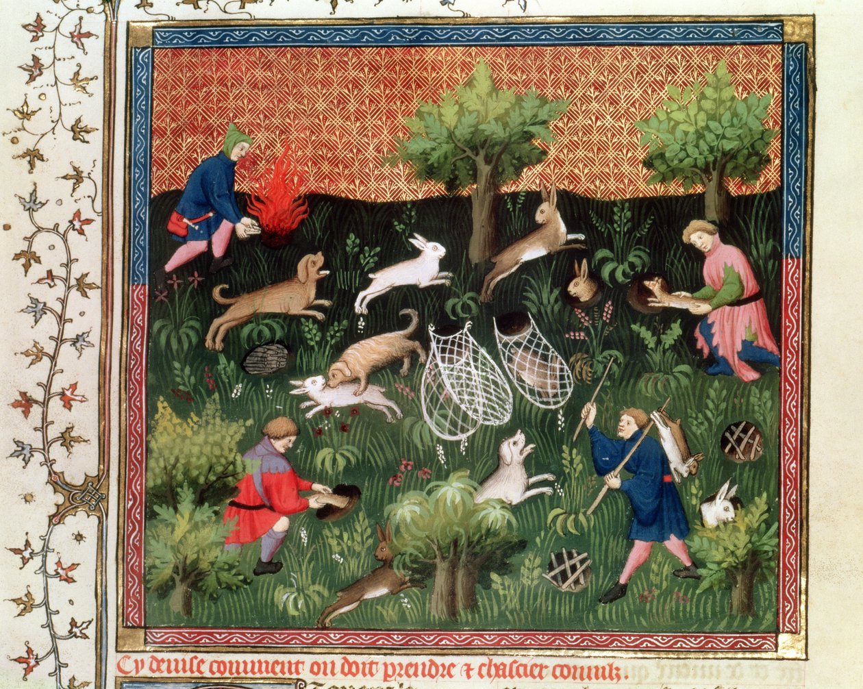 Fr 616 fol.92 Harejakt, fra Livre de la Chasse av Gaston Phebus de Foix (1331-91), sent på 1400-tallet av French School