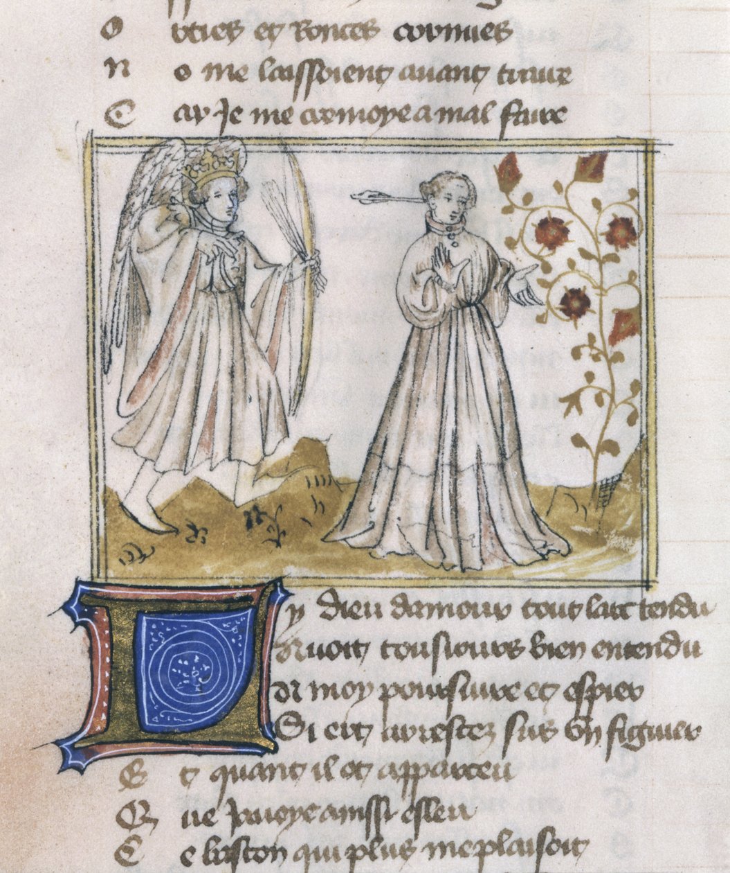 Ms Fr 805 fol.13v Illustrasjon fra Le Roman de la Rose av French School