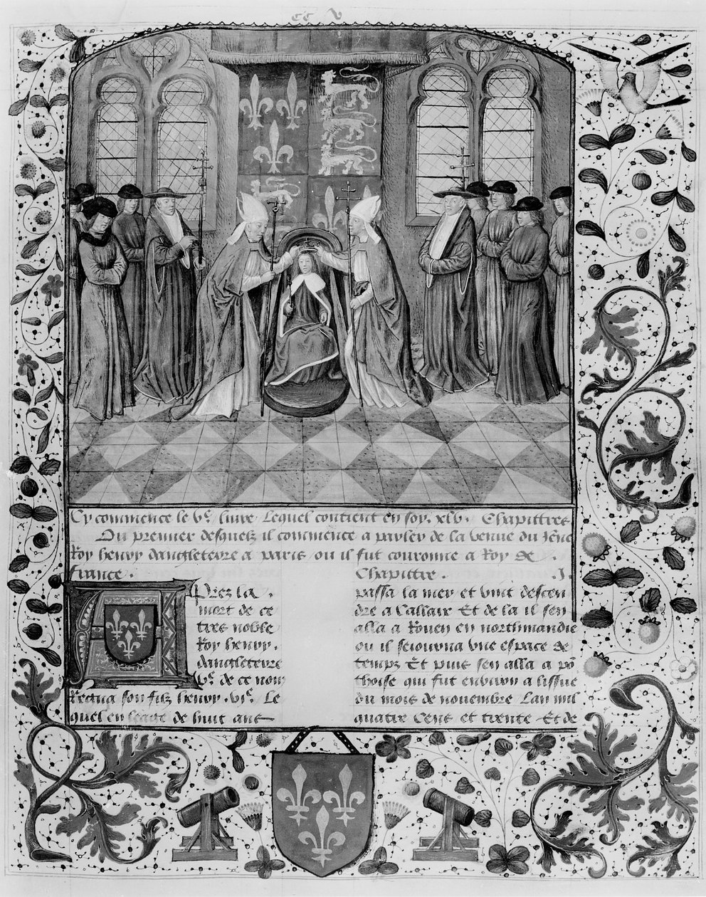 Fr 83 fol.205 Kroning av Henrik VI (1421-71) av French School