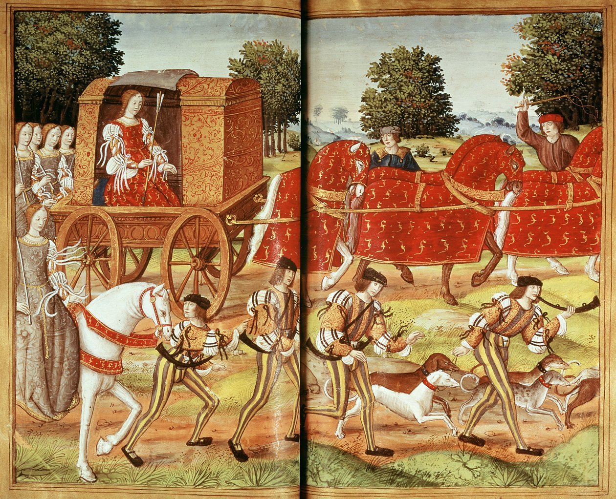 Ms Fr 874 f.31v A Hunt, illustrasjon fra Ovids epistler av French School