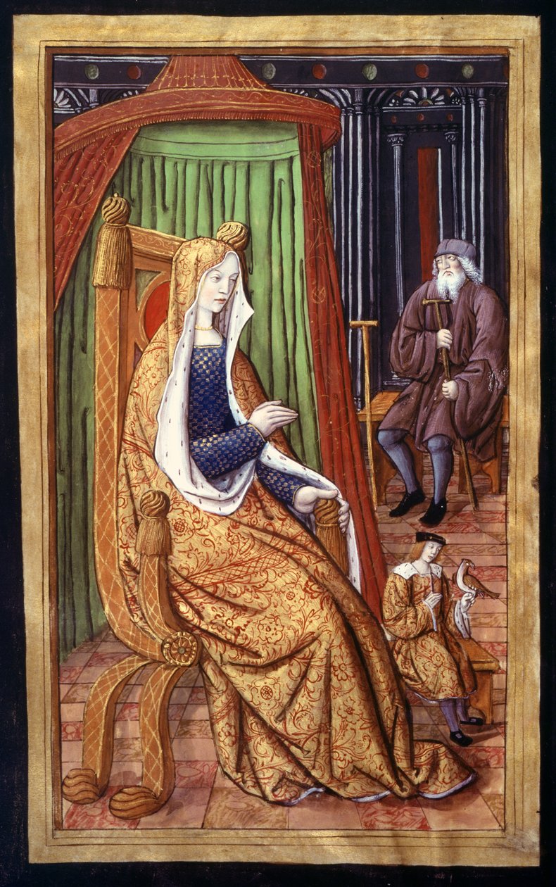 Fr. Fr. 874 fol. 8 v A Noble Woman, fra Ovids epistler, 1496-1502 av French School