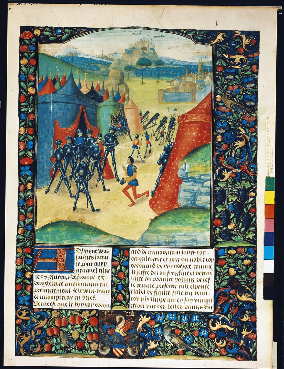 Fr 87 Fol.1 The Camp of Edward IV, from Old Chronicles of England, av Jean Batard de Wavrin, ca. 1470-80 av French School