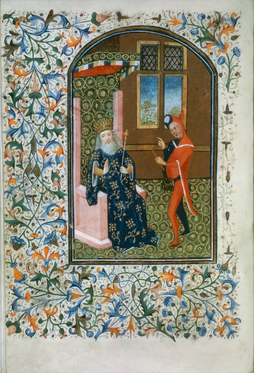 Ms Gen 288 f.156v Konge og narr, ca. 1460 av French School