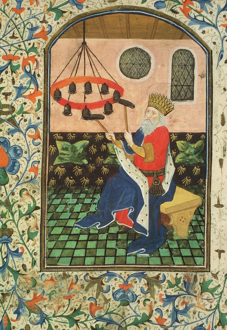 Ms Gen 288 f.183v Konge og musikk, c.1460 av French School