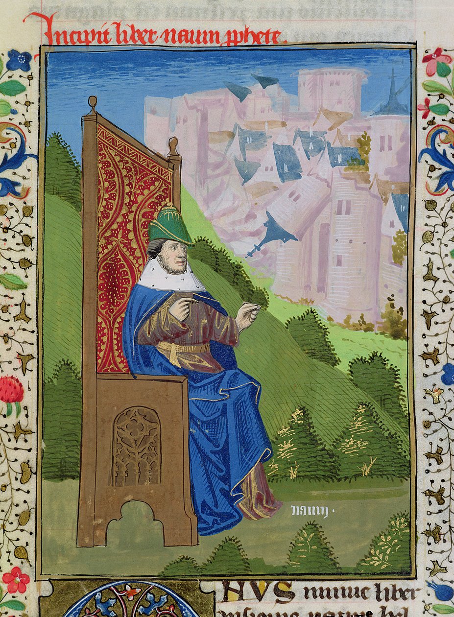 Ms H 7 fol.114r Nahum kunngjør ødeleggelsen av Nineve, fra Bibelen til Jean XXII av French School