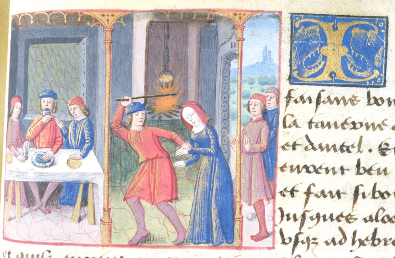 Ms Hunter 252 f.193r Meal, fra Les Cent Nouvelles Nouvelles, 1462 av French School
