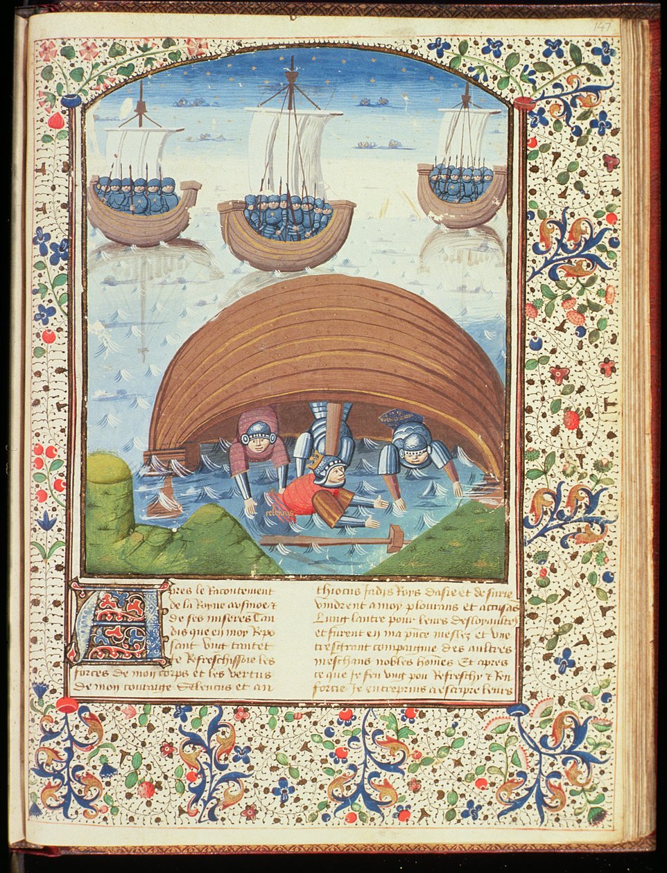 Ms Hunter 371 f.147r Fate of Seleucus, fra The Fall of Princes, av Giovanni Boccaccio (1313-75) 1467 av French School