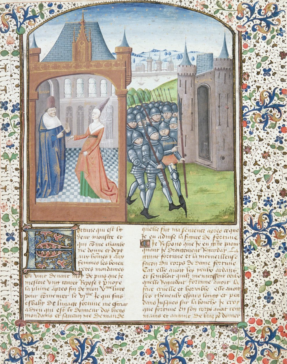 Ms Hunter 372 f.1r Boccacio and Fortune, 1467 av French School