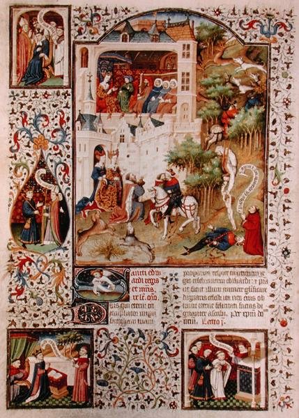 Ms Lat 17294 The Death of St. Edward the Confessor (1003-66) fra Breviary of the Duke of Bedford, ca. 1424-1435 (vellum) av French School