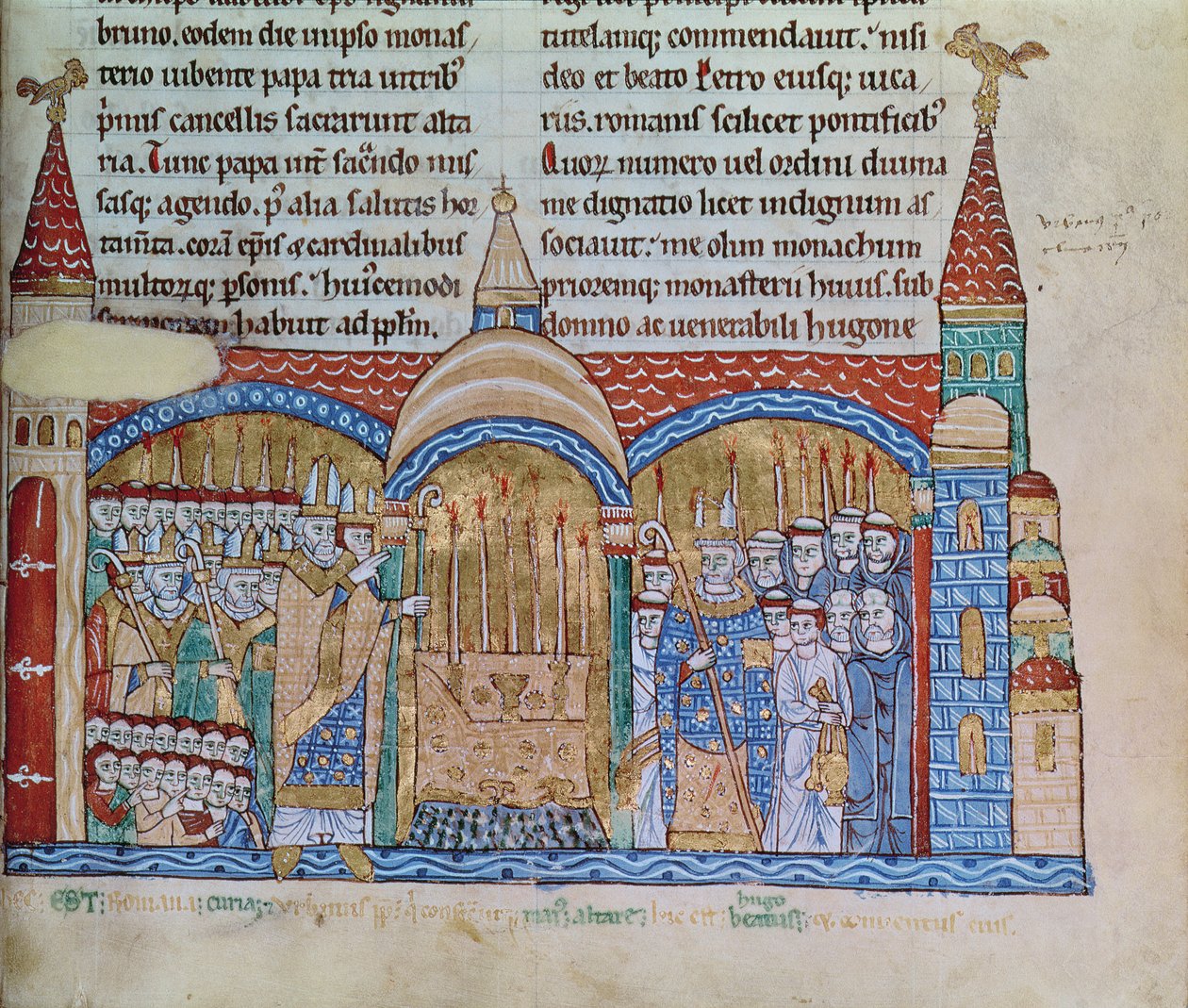 Ms Lat 17716 fol.91 Innvielsen av kirken i Cluny av pave Urban II (1042-99) i november 1095 av French School