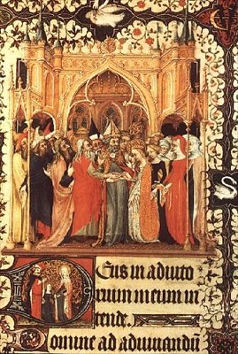 Ms Lat 919 fol.37 Jomfruens ekteskap, fra Grandes Heures de Duc de Berry av French School