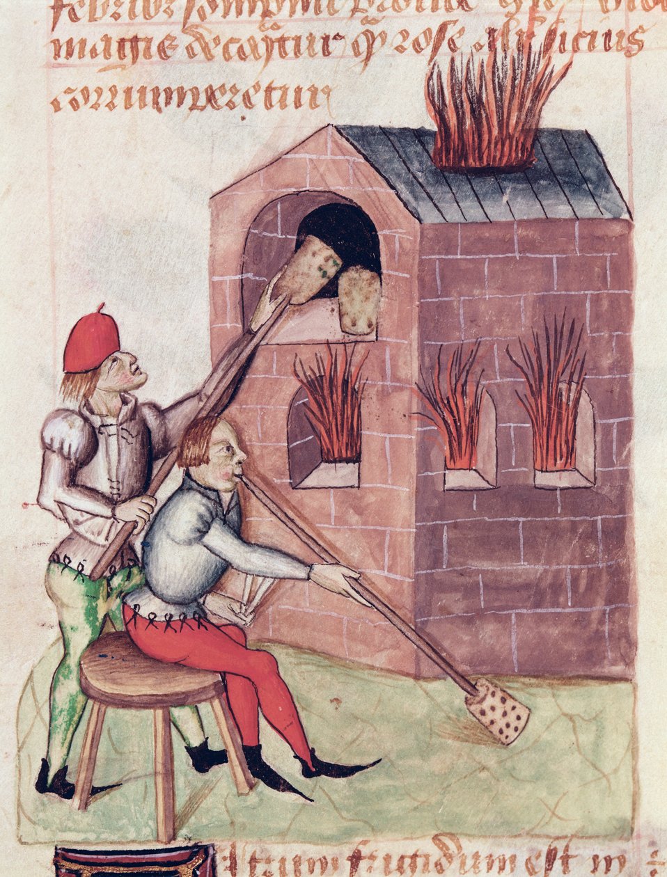 Ms Lat 993 L.9.28 f.138r Glassblåsere, fra Tractatus de Herbis av Dioscorides av French School