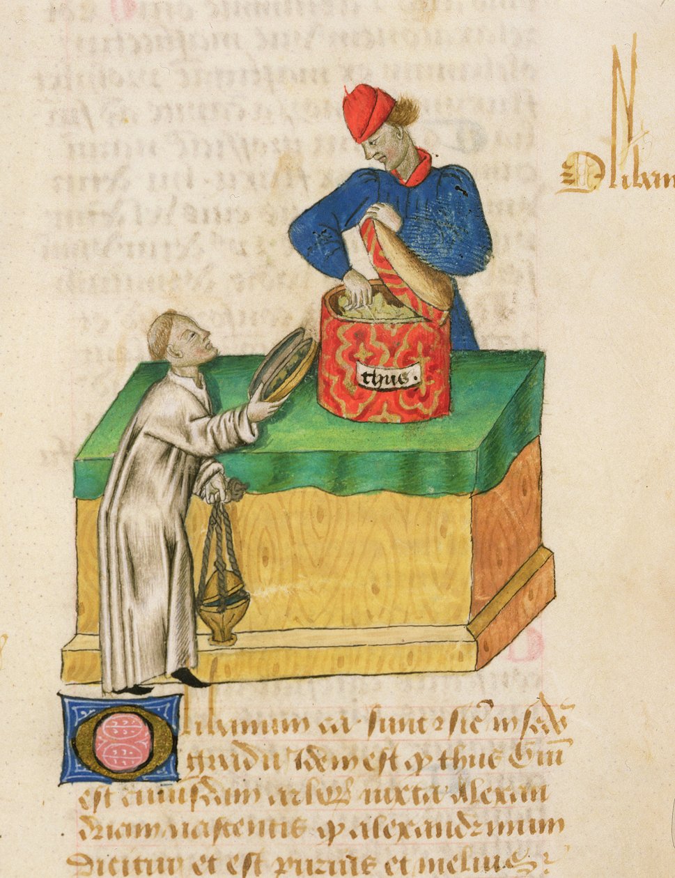 Ms Tractatus de Herbis av Dioscorides, fol.104r Røkelseselgeren av French School